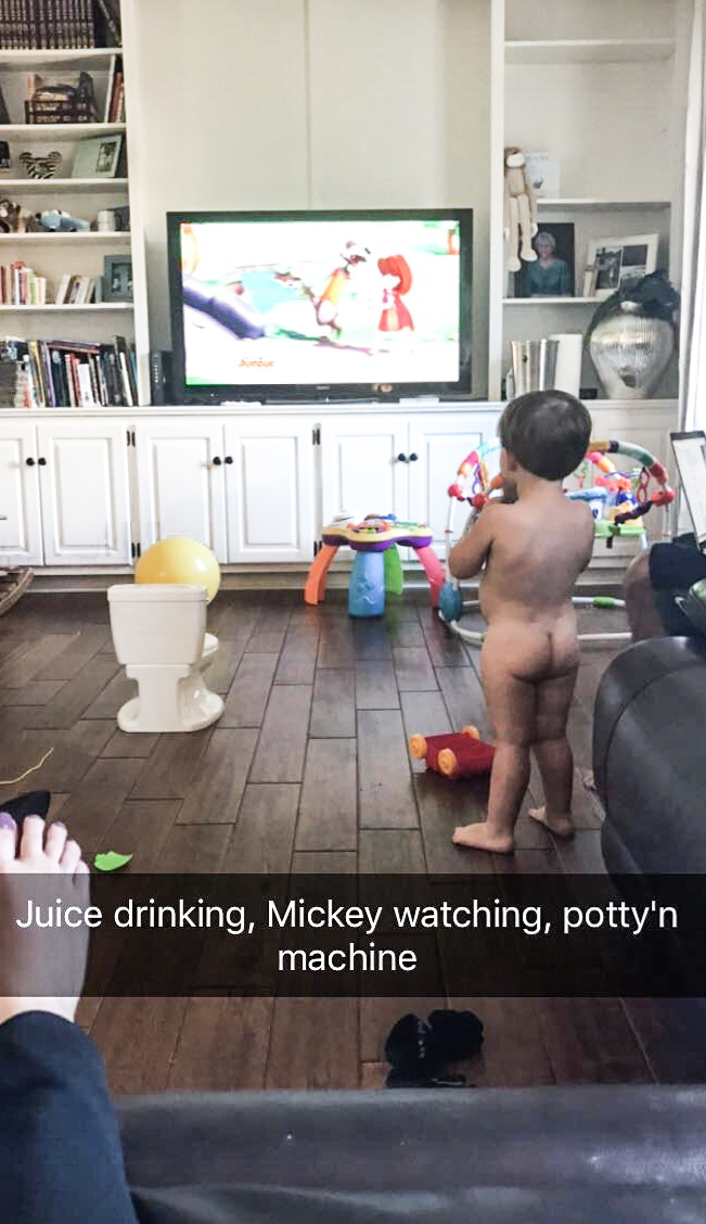 Potty training and watching TV