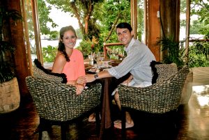 Enjoying a meal at the dining room at the Namale resort in Fiji