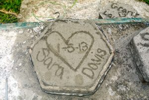 Commemorative concrete tile for honeymooners