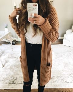 B.P. Rib Knit Cardigan Mirror Selfie