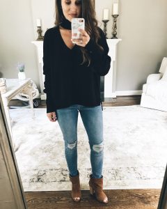 BP Cutout Neck Pullover Mirror Selfie