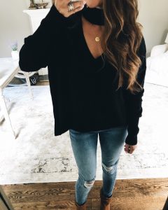 BP Cutout Neck Pullover Mirror Selfie