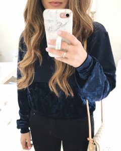 Chloe and Katie Velvet Remix Sweater Mirror Selfie