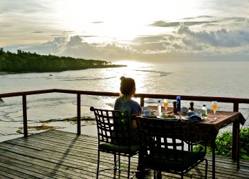 Enjoying a meal at the famous blowhole deck at the Namale resort in Fiji